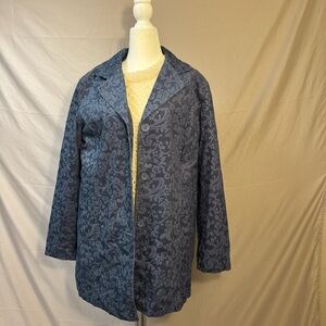 Denim&Co Blue Paisley Patterned  Coat